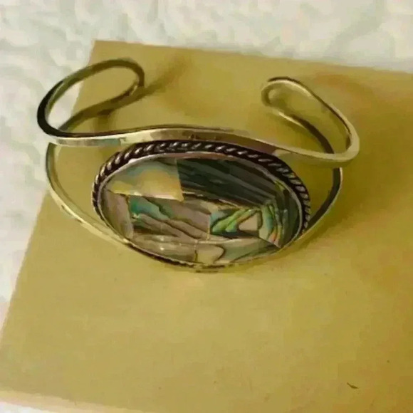 Vintage Alpaca Silver Mother of Pearl Bracelet - Picture 1 of 4